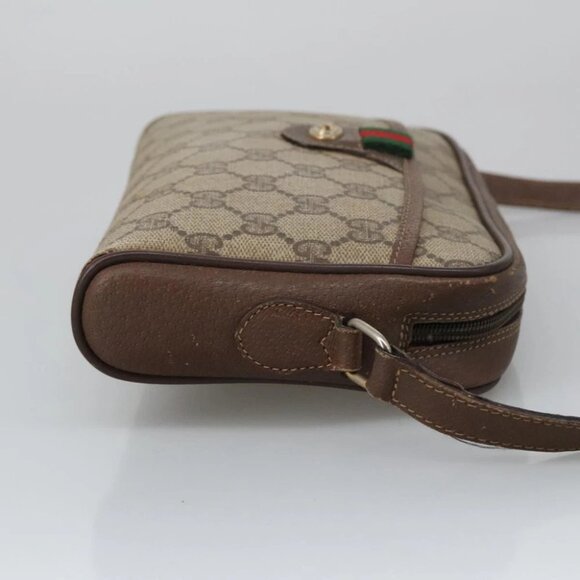 GUCCI GG Supreme Web Sherry Line Shoulder Bag PVC Beige - Picture 5 of 16